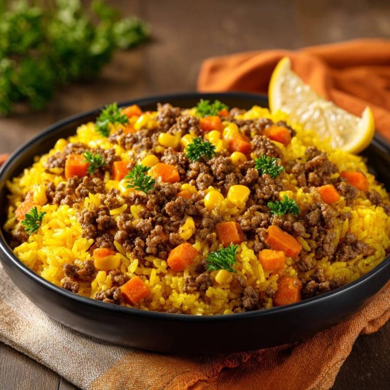 Orientalischer Hack-Reis mit Karotten und Mais (Nie wieder klumpiges Hack!)