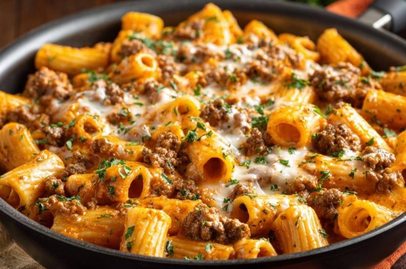 Pfannen-Rigatoni mit saftiger Hacksoße