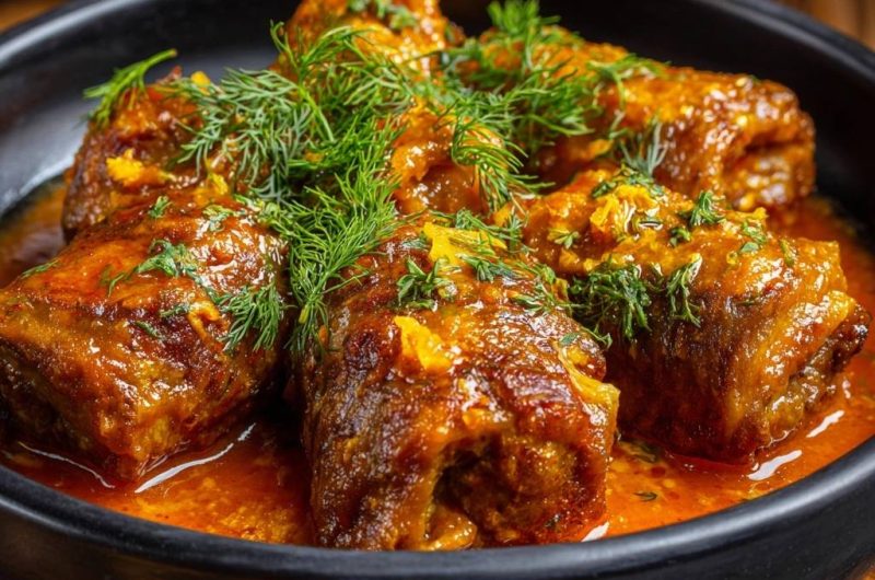 Saftige Dill-Fleischröllchen in Tomatensauce