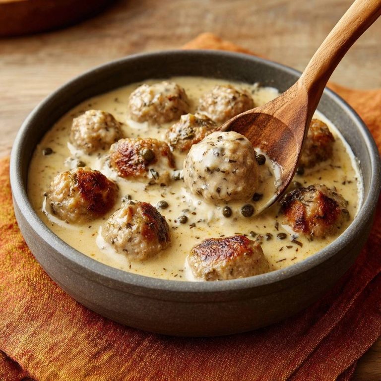 Saftige Fleischbällchen in cremiger Kapernsoße – Rezept