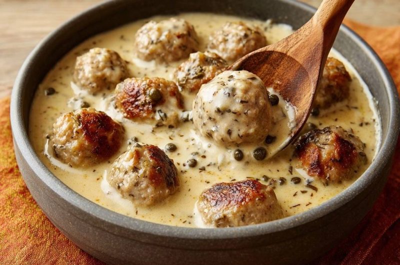 Saftige Fleischbällchen in cremiger Kapernsoße