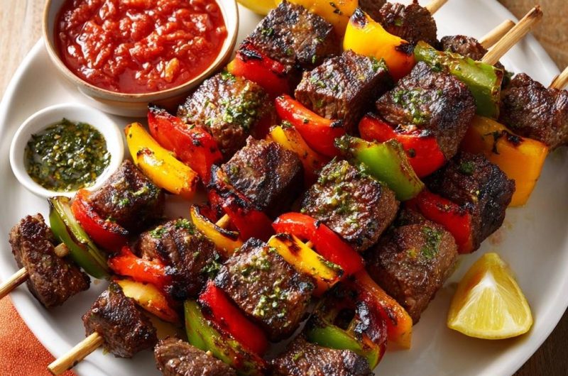 Saftige Rindfleisch-Paprika-Spieße