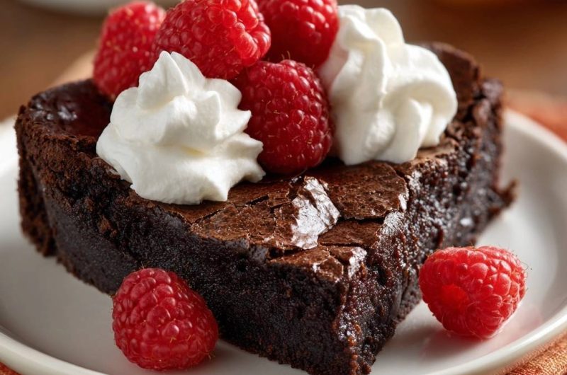 Saftige Schokoladen-Brownies mit Himbeeren
