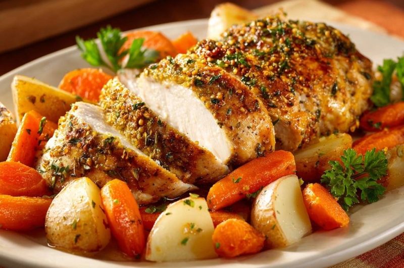 Saftige Senf-Kräuter-Hähnchenbrust