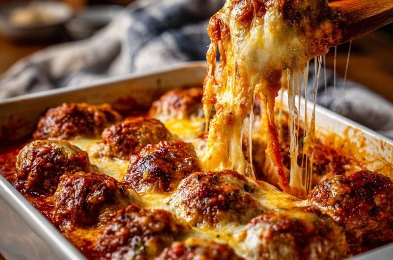 Saftiger Hackbällchen-Auflauf mit Käse