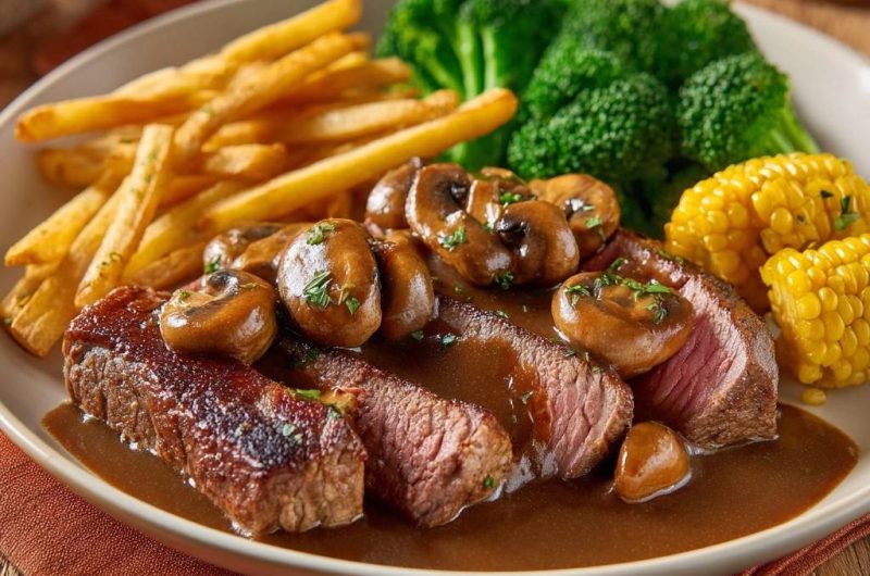 Saftiges Rindersteak mit Pilz-Rahm-Sauce