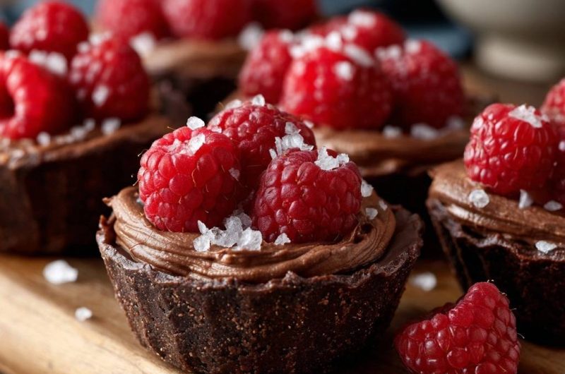 Schokoladen-Himbeer-Törtchen mit Meersalz