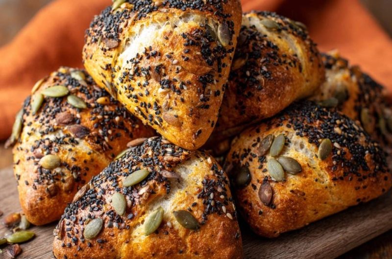 Sesam-Kürbiskernbrötchen (Garantiert jedes Mal fluffig)