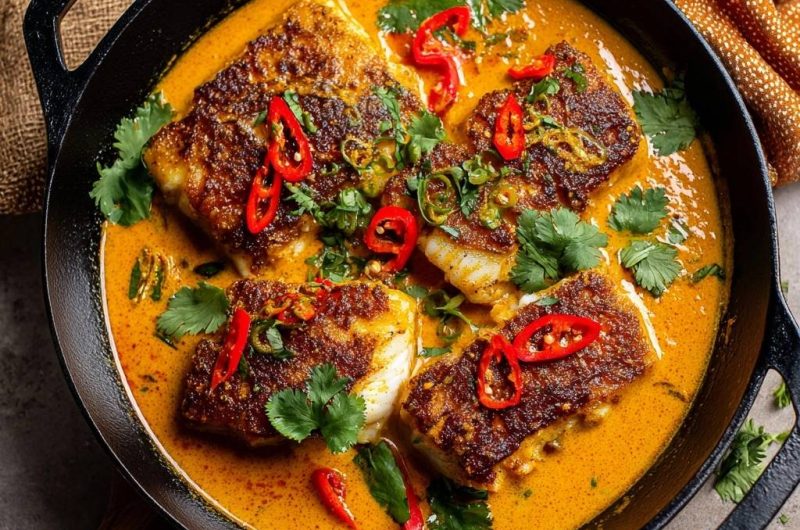 Thai-Fisch-Curry (Endlich knusprige Fischkruste im Curry!)