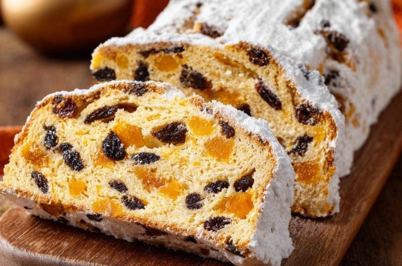 Weihnachtlicher Rosinen-Orangen-Stollen