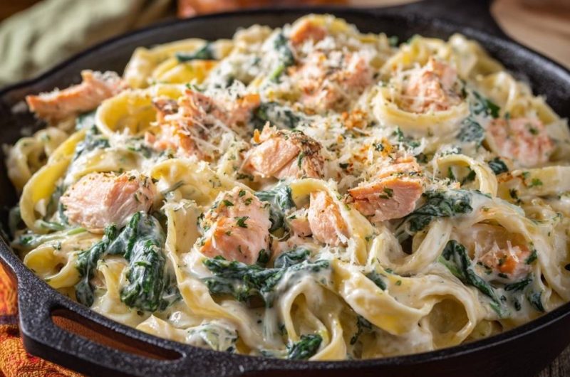Lachs-Spinat-Pasta