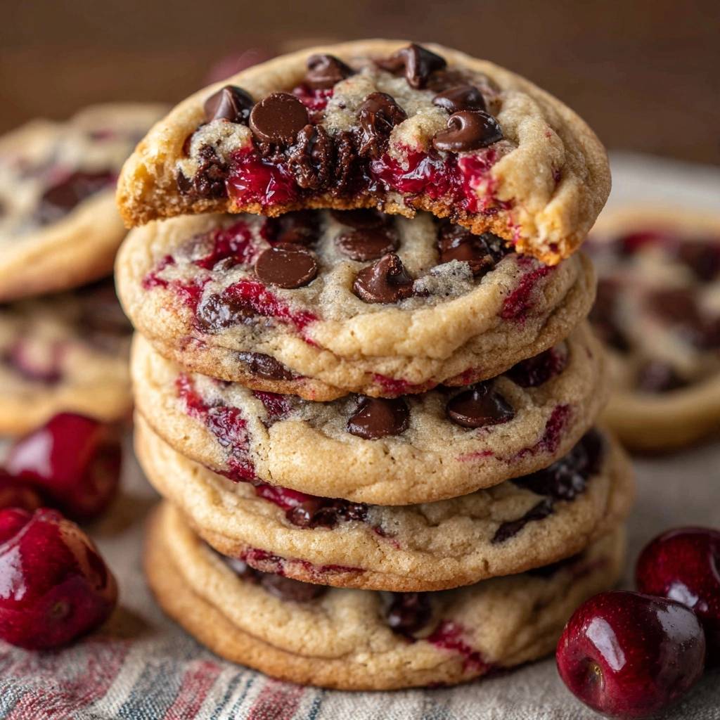 Himbeer-Schoko-Cookies angeschnitten, um die saftige Himbeer-Schokoladen-Füllung und die zarte Keksstruktur zu zeigen.