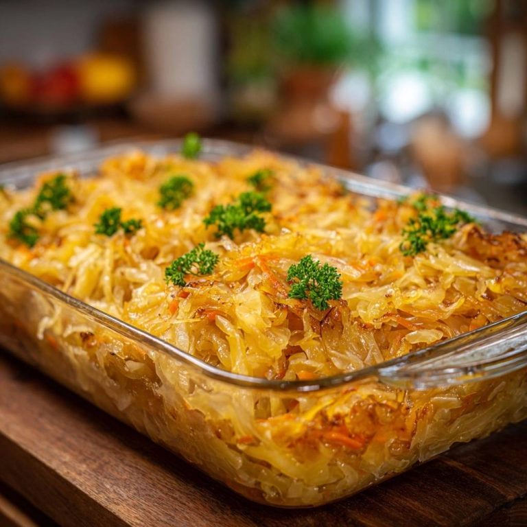Knuspriger Ofenkraut-Auflauf mit Karotten, frisch aus dem Ofen und mit Petersilie garniert, in einer Glasform serviert.
