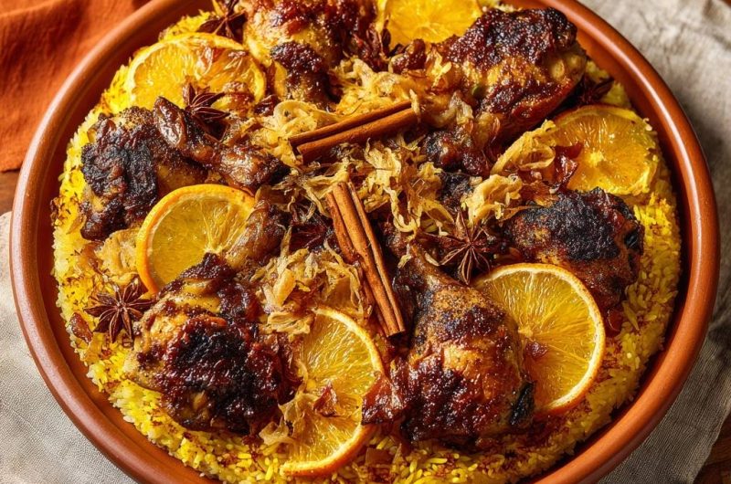 Aromatisches Orangen-Gewürz-Hähnchen auf Safranreis