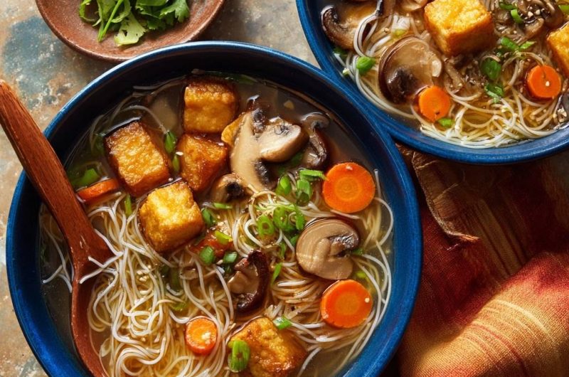 Asiatische Glasnudelsuppe mit Tofu