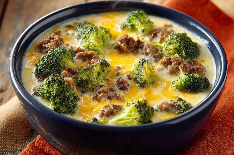 Cremige Brokkoli-Hackfleisch-Suppe