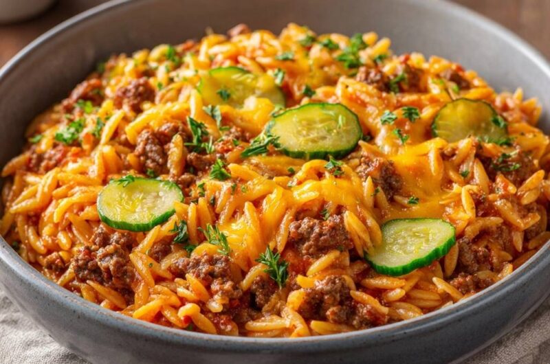 Cremige Cheeseburger-Orzo-Pfanne