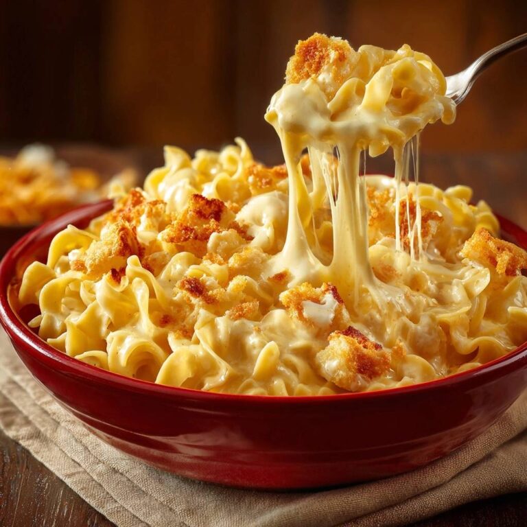 Cremige Käse-Eiernudeln mit Knusper-Topping
