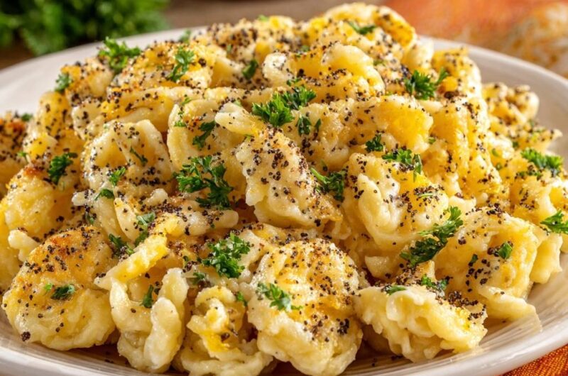 Cremige Käsespätzle mit Mohn-Crunch
