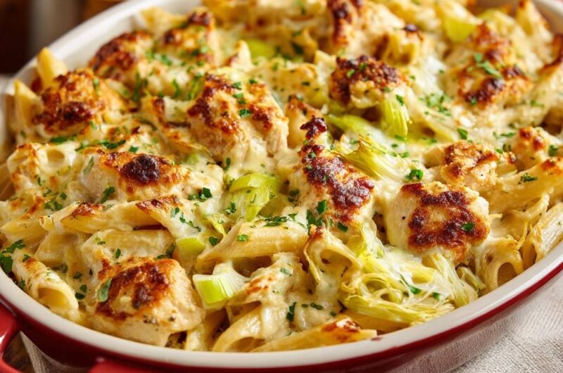 Cremiger Hähnchen-Penne-Auflauf