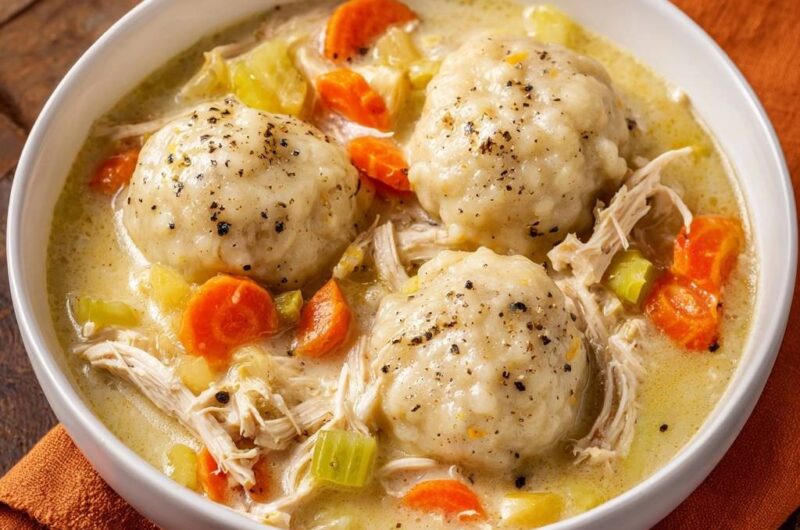 Cremiger Hähncheneintopf mit Knödeln