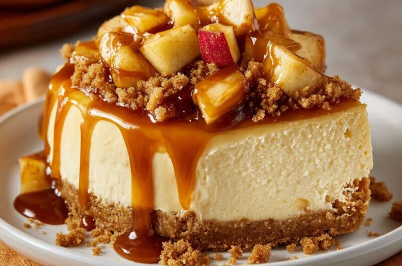 Cremiger Karamell-Apfel-Käsekuchen