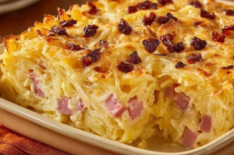 Cremiger Nudelauflauf mit Schinken