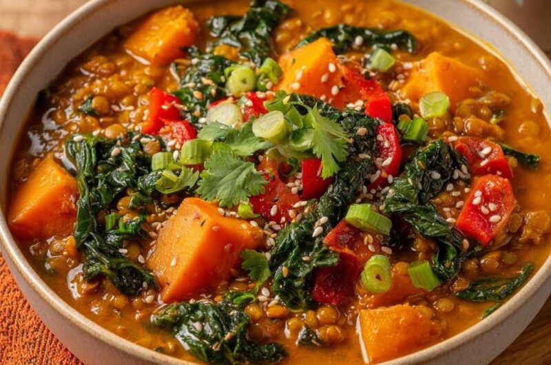 Cremiges Süßkartoffel-Linsen-Curry