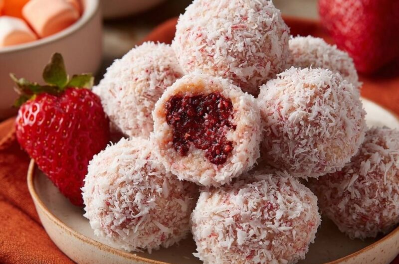 Erdbeer-Kokos-Konfekt mit Fruchtkern