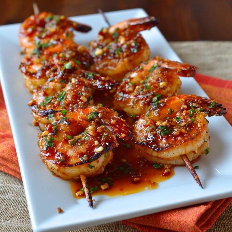 Glasierte Knoblauch-Garnelenspieße: Saftig & Karamellisiert