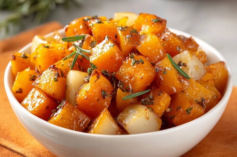 Glasierter Honig-Kürbis mit Birnen und Rosmarin