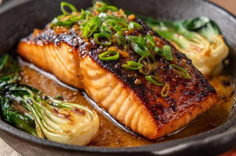 Glasierter Lachs aus der Gusseisenpfanne