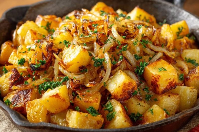 Goldbraune Bratkartoffeln mit Zwiebeln