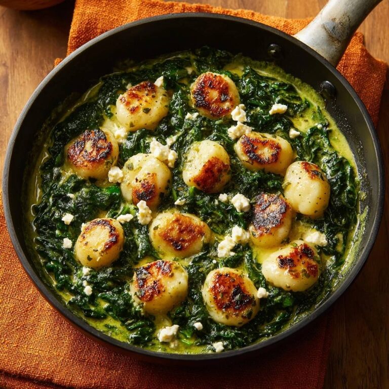 Goldbraune Gnocchi-Pfanne auf Rahmspinat: Knusper-Garantie