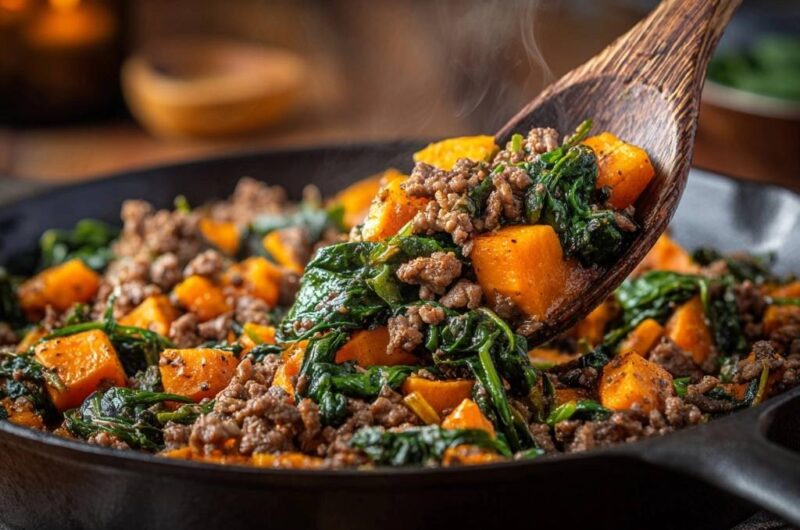 Herzhafte Süßkartoffel-Hackfleisch-Pfanne