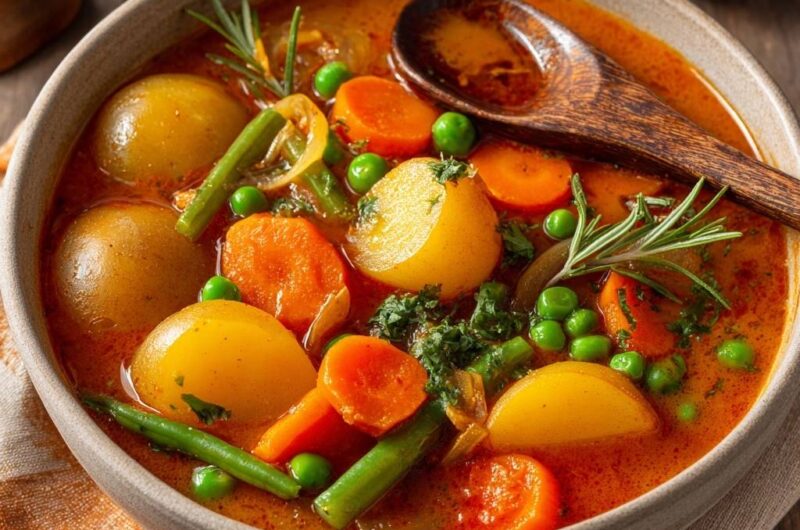 Herzhafter Gemüseeintopf mit Goldkartoffeln