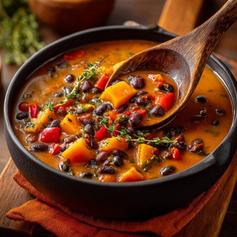 Herzhafter Schwarze-Bohnen-Eintopf mit Kürbis: Cremig & Vegan