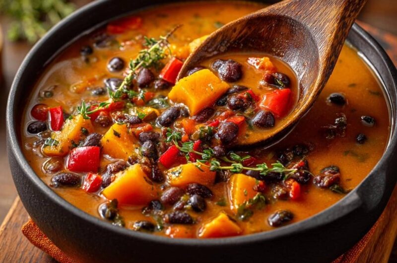 Herzhafter Schwarze-Bohnen-Eintopf mit Kürbis