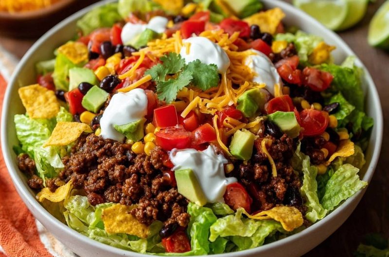 Herzhafter Taco-Salat mit Rinderhack