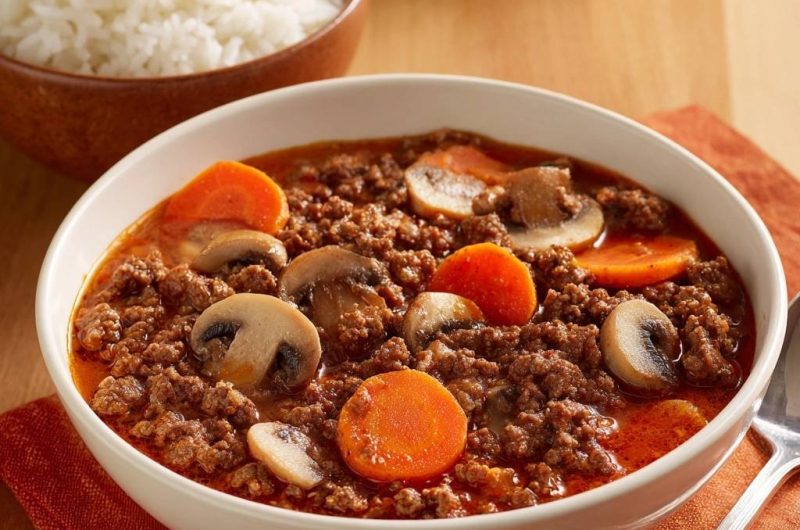 Herzhaftes Rinderhack-Gulasch mit Pilzen