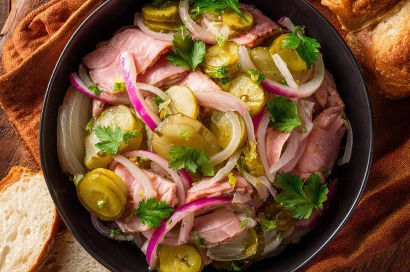 Klassischer Wurstsalat mit Essiggurken