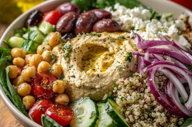 Mediterrane Hummus-Quinoa-Bowl
