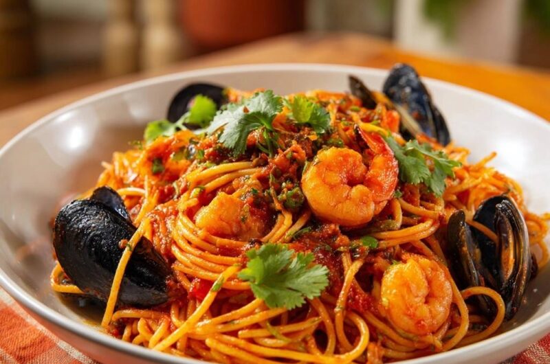 Mediterrane Meeresfrüchte-Spaghetti