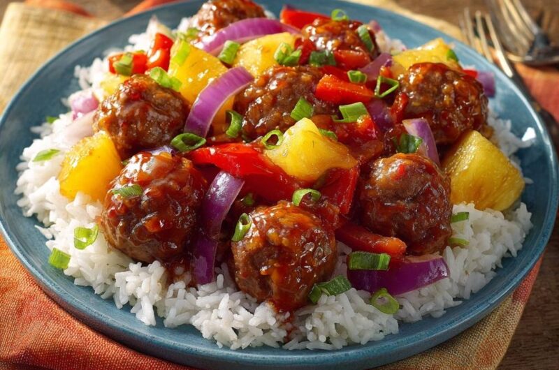 Süß-saure Fleischbällchen mit Ananas