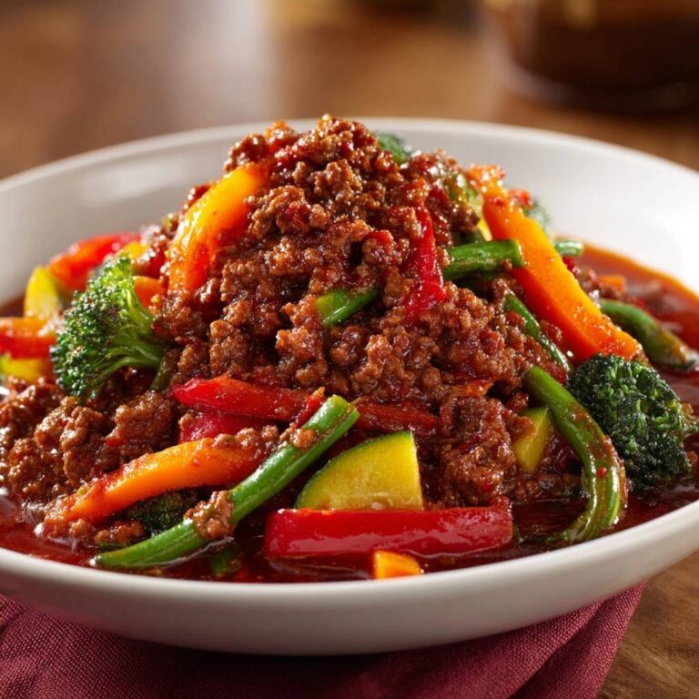 Würzige Rinder-Hackfleisch-Pfanne mit buntem Gemüse