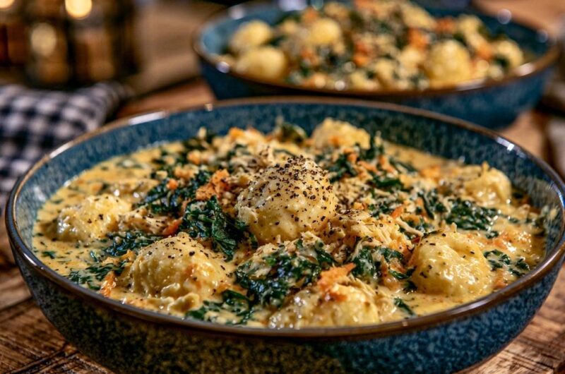 Cremige Gnocchi-Pfanne mit Spinat