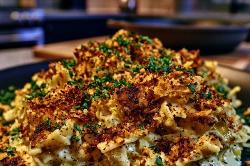 Cremige Pasta mit Knusper-Topping