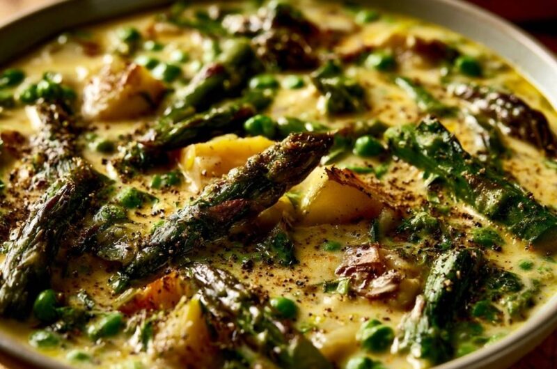 Cremige Spargel-Kartoffel-Pfanne