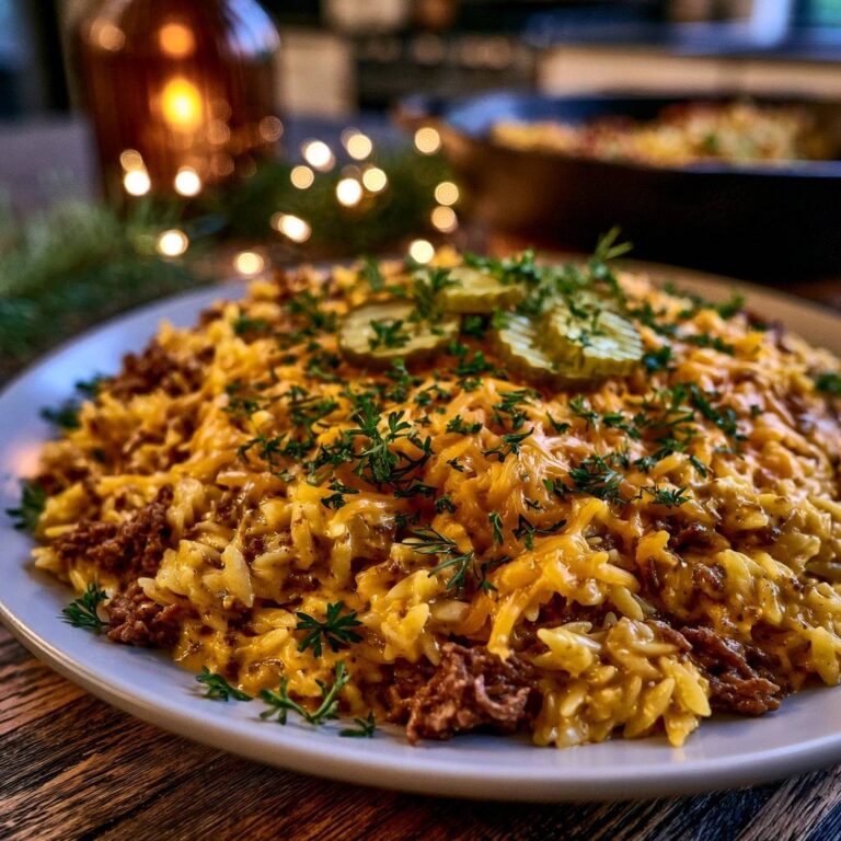 Herzhafte Cheeseburger-Orzo-Pfanne: Cremiges One-Pot-Rezept