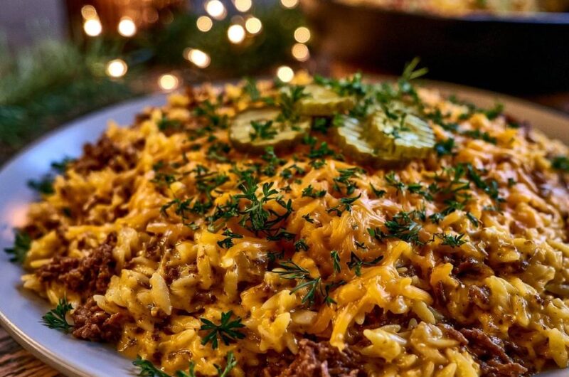 Herzhafte Cheeseburger-Orzo-Pfanne